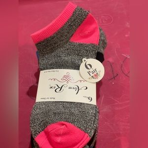 6 Pair Girls Alexa Rose No Show Socks Shoe Size 5-9 Pink gray black